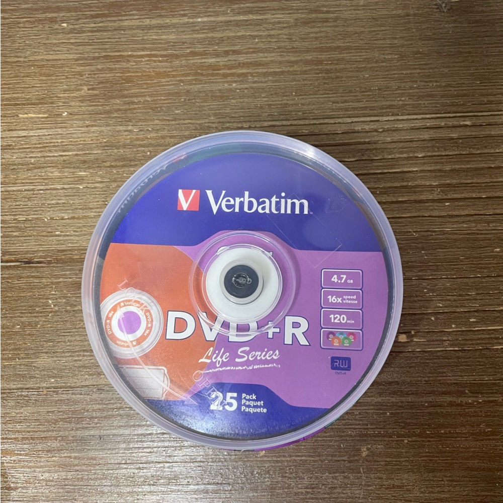 Verbatim DVD -R 4.7GB 16X Life Series 25-Pack, Vibrant Colors, Sealed Blank